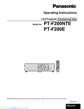 Panasonic PT-F200E Operating Instructions Manual