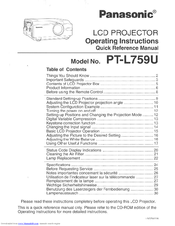 Panasonic PTL759U - LCD PROJECTOR Operating Instructions Manual