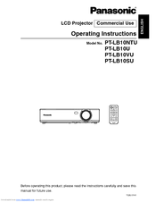 Panasonic PT-LB10NTU - Mobile Proj XGA 2000 Lumens 4.9LBS Cross Platform Wrls Operating Instructions Manual