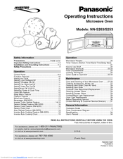 Panasonic NNS263QF - MICROWAVE OTR Operating Instructions Manual