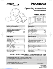 Panasonic NN-S423 Operating Instructions Manual