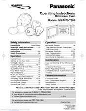 Panasonic NNT685 - MICROWAVE - 1.2CUFT Operating Instructions Manual