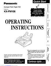 Panasonic KX-FM106 Operating Instructions Manual