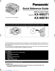 Panasonic KXMB271 - B/W Laser - All-in-One Quick Reference Manual