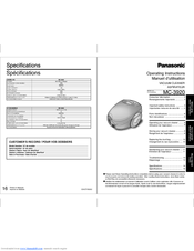 Panasonic MC-3920 Operating Instructions Manual