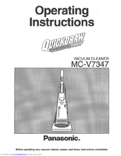 Panasonic MCV7347 - UPRIGHT VACUUM-QKDR Operating Instructions Manual