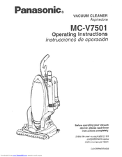 Panasonic MCV7501 - UPRIGHT VACUUM Operating Instructions Manual