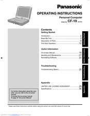 Panasonic CF-19KJRAX2M - Tb 19 Su9300 1.2G 2Gb 160Gb 10.4-Xga Wl Bt Xpp Operating Instructions Manual