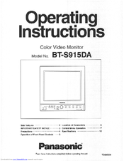 Panasonic BTS915DA - COLOR VIDEO MONITOR Operating Instructions Manual