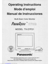 Panasonic PANASYNC TX-D7F21 User Manual