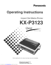 Panasonic KX-P3123 - KX-P 3123 B/W Dot-matrix Printer Operating Instructions Manual