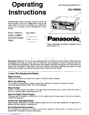 Panasonic CQ1000EU - AUTO CASS/ RECEVIER Operating Instructions Manual