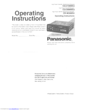 Panasonic CQ-1000EU Operating Instructions Manual