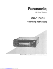 Panasonic CQ3100EU - AUTO RADIO/CASSETTE Operating Instructions Manual