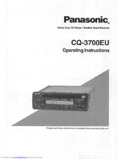 Panasonic CQ3700EU - AUTO RADIO/CD PLAYER Operating Instructions Manual