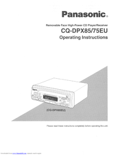 Panasonic CQDPX85EU - AUTO RADIO/CD DECK Operating Instructions Manual