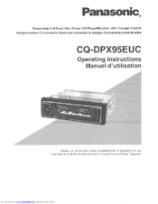 Panasonic CQDPX95EUC - AUTO RADIO/CD DECK Operating Instructions Manual