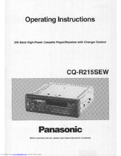 Panasonic CQR215SEW - AUTO RADIO CASSETTE Operating Instructions Manual