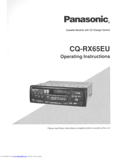 Panasonic CQRX65EU - AUTO RADIO/CASSETTE Operating Instructions Manual