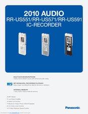 Panasonic RRUS551 - IC RECORDER Specifications