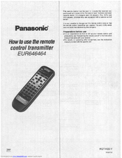 Panasonic EUR646464 How To Use Manual