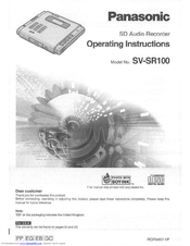 Panasonic Svsr100 Sd Audio Recorder Manuals Manualslib