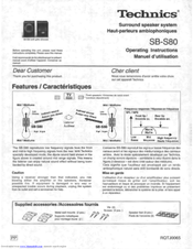 Technics SB-S80 Operating Instructions