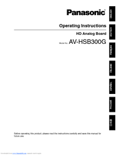 Panasonic AVHSB300G - HD ANALOG BOARD Operating Instructions Manual