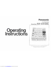 Panasonic AW-SW300 Operating Instructions Manual
