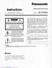Panasonic WJ-SX850 Instructions Manual