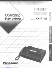 Panasonic Auto-Logic KX-F115 Operating Instructions Manual