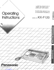 Panasonic KXF120 - CONSUMER FACSIMILE Operating Instructions Manual