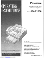Panasonic KXF1200N4 - ANSWERING SYSTEM WITH FAX Operating Instructions Manual
