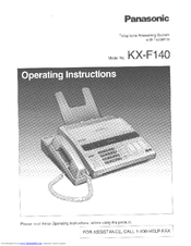 Panasonic KXF140 - ANSWERING SYSTEM Operating Instructions Manual