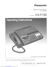 Panasonic KXF150 - CONSUMER FACSIMILE Operating Instructions Manual