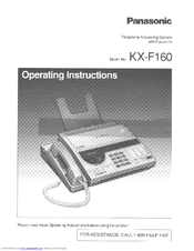 Panasonic KXF160 - CONSUMER FACSIMILE Operating Instructions Manual