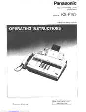 Panasonic KX-F195 Operating Instructions Manual