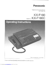 Panasonic KX-F180 Operating Instructions Manual