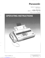 Panasonic KX-F215 Operating Instructions Manual