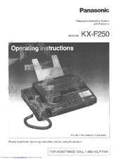 Panasonic KXF250 - CONSUMER FACSIMILE Operating Instructions Manual