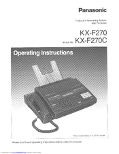 Panasonic KX-F270 Operating Instructions Manual