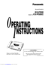Panasonic KX-F500 User Manual