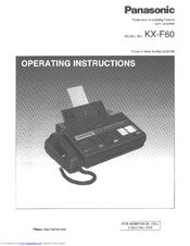 Panasonic KX-F60 Operating Instructions Manual