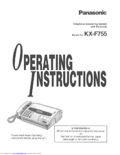 Panasonic KX-F755 Operating Instructions Manual