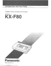 Panasonic KX-F80 Operating Instructions Manual