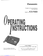 Panasonic KX-F800 Operating Instructions Manual