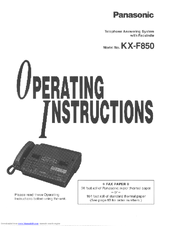 Panasonic KX-F850 Operating Instructions Manual