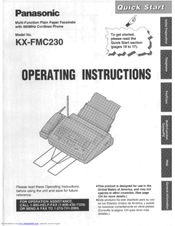 Panasonic KXFMC230D - MULTI-FUNCT FAX/CL PHONE Operating Instructions Manual