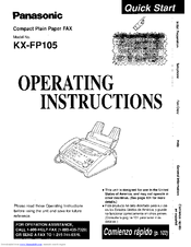 Panasonic KX-FP105 Operating Instructions Manual