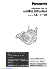 Panasonic KX-FP152 Operating Instructions Manual